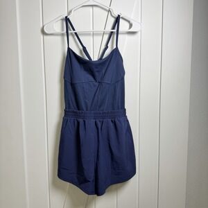 Victoria's Secret PINK Navy Sleeveless Romper Size Medium Activewear Sporty